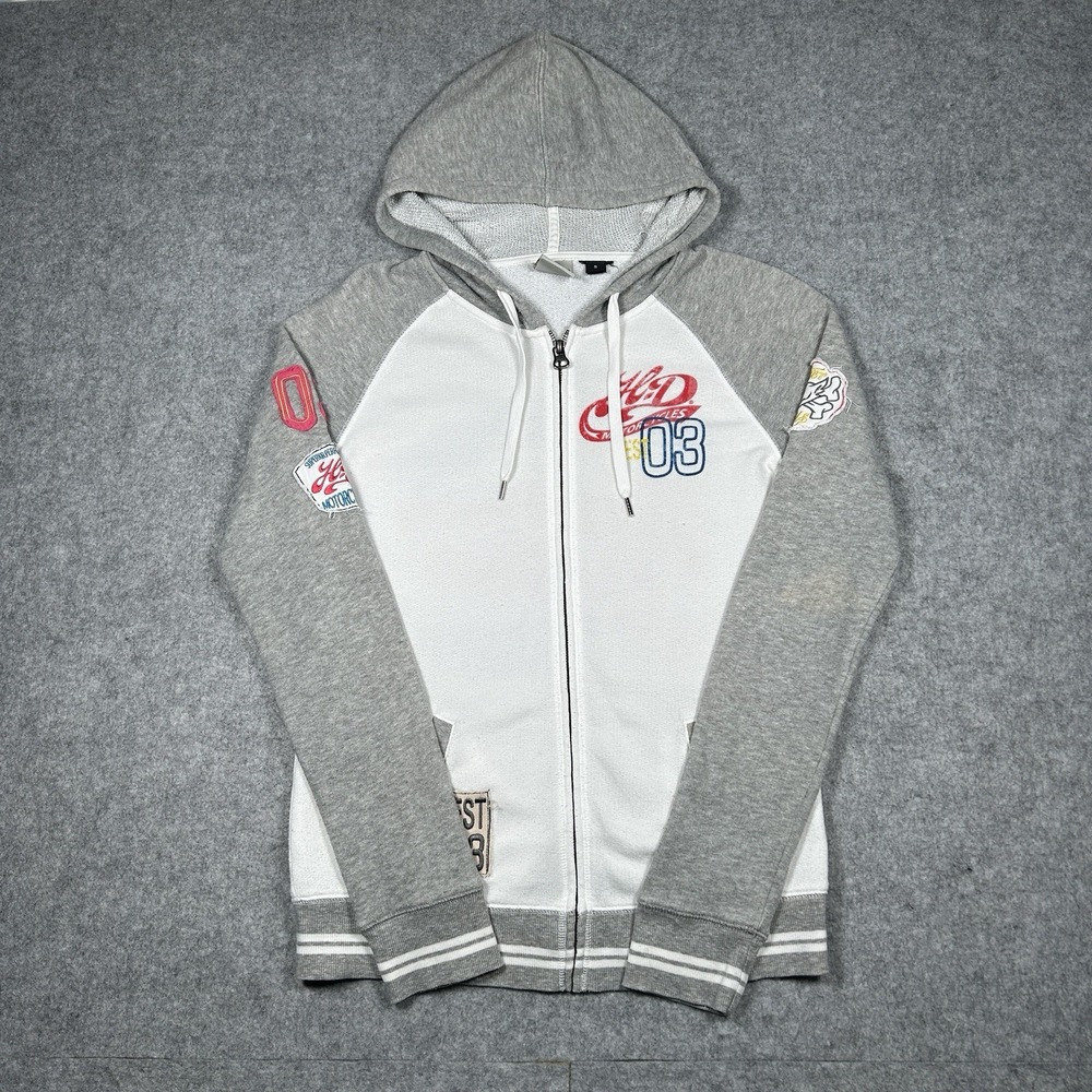 Harley Davidson Hoodie Men's‎ Size Small Grey Full Zip Patches Double Sided